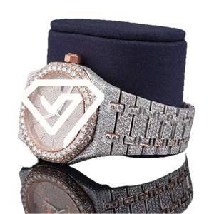 Reloj de Lujo de 41MM con Diamantes Moissanite en Oro Rosa de Dos Tonos, Completamente Cubierto de Diamantes, para Hombre y Mujer - Product Image 6