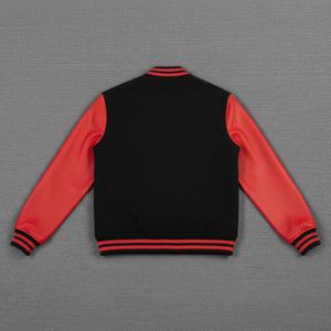 Blouson universitaire personnalisé avec strass, insigne bouclier à police gothique, manches en cuir craquelé et bordures robustes - Product Image 2