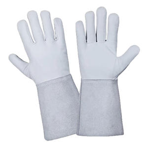 Gants de soudage en cuir écologique noir et gris à manchette longue, résistants à la chaleur et aux étincelles, compatibles écran tactile, pour usage quotidien - Product Image 1