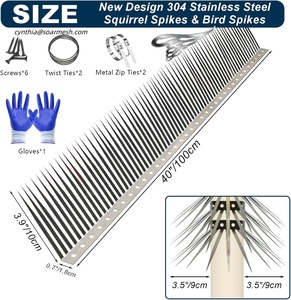 Thép không gỉ hàng rào tăng đột biến 1m ngoài trời chim bồ câu quạ răn đe Thiết bị chống leo lên gai giữ sóc gấu trúc rắn đi - Product Image 3