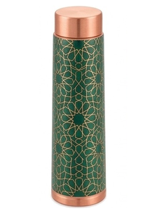 <b>Flower</b> <b>Sticker</b> Eco Friendly Pure Copper Metal Modern 2 Glass Water Bottles Keeps Water Fresh Customizable Gift Set - Product Image 5