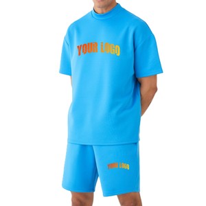 Ensemble chemise et short pour homme, 2 pièces, de haute qualité, imprimé logo, 100% coton respirant, pour l'été - Product Image 4