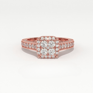 Aarinya Aurelia, Anillo de Cuatro Estrellas con Diamantes Cultivados en Laboratorio en Forma de Cojín, Engaste Pavé de Oro de 14K, Halo Cuádruple de 4 Piedras, Certificado IGI - Product Image 2