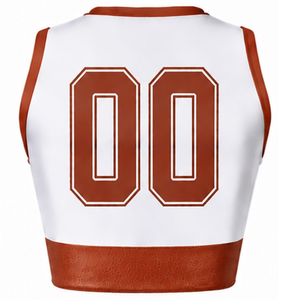 Maillot de cheerleading sans manches sublimé blanc bordeaux, tenue de sport athlétique pour l'entraînement, la performance et la compétition - Product Image 2
