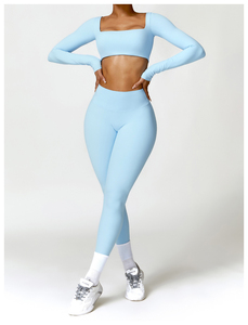 Wholesale Eco-Friendly Breathable Spandex/Polyester Sports Outfit Yoga Clothes Gym Fitness <b>Athletic</b> Activewear Scrunch Sets - Product Image 5