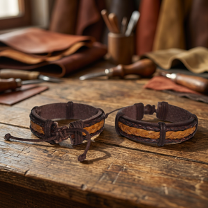 Custom Genuine <b>Leather</b> <b>Bracelet</b> Handmade Braided Wristband Manufacturer from Divine International - Product Image 5