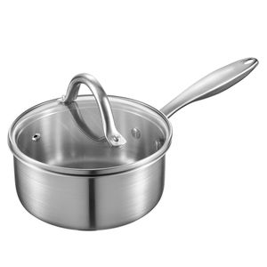 Cacerola de Acero Inoxidable de 1.5 Qt con Tapa de Vidrio, Olla Pequeña Antiadherente Multiusos para Uso Diario - Product Image 1