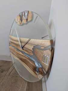 Reloj de Pared Moderno de Resina, Hecho a Mano con Resina Epoxi, Decorativo, con Movimiento de Cuarzo, Agujas Visibles, Movimiento Silencioso, Diseño de Dos Piezas - Product Image 4