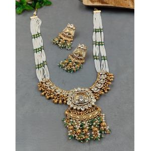 Alluring High Quality Antique Finish Design Gold Plated Long <b>Necklace</b> Earring Set Trendy Women Party Wedding Wear - Product Image 1