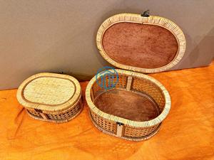 Scalloped Rattan <b>Storage</b> Basket with Cane Weave Sides, Handcrafted Wicker Organizer <b>for</b> Home <b>Decor</b> - Product Image 3
