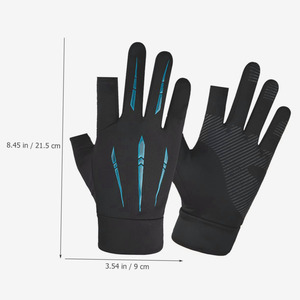 Gants en nylon doux pour la peau pour adultes, mitaines à deux doigts exposés de couleur unie, gants de sport d'extérieur pour adolescents, gants à doigts complets compatibles avec les écrans tactiles - Product Image 4