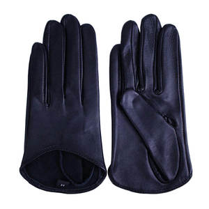 Guantes de invierno casuales de cuero beige con pantalla táctil completa, palma de grano suave, puño dividido y forro, ideales para conducir. - Product Image 3