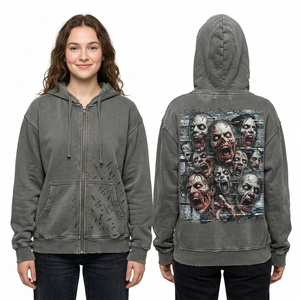 Custom Yellow Acid Wash Women Hoodie <b>Checkered</b> Sleeve Print Taxi To Hell Graphic Skeletal Driver Streetwear Pullover <b>Top</b> - Product Image 6