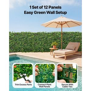 12 Pannelli di Bosso Artificiale 20x20 cm, Muro Vegetale Verde per Privacy, Protezione Solare, Sfondo - Pannelli e Vegetazione - Product Image 4
