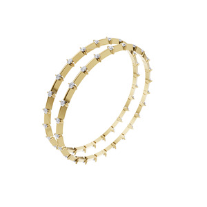Bracelet Kada fin en or 18 carats avec diamants de laboratoire Aarinya, design moderne, rond brillant segmenté, serti de diamants ronds - Product Image 5