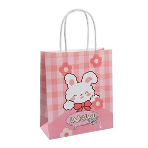 Bonita bolsa de regalo de papel Kraft con estampado de animales, ecológica, reutilizable, duradera para fiestas, embalaje de regalo, venta al por menor (18x8x21cm) -estilo 05 - Product Image 1