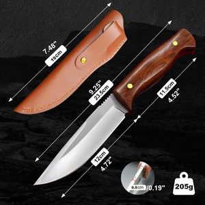 Couteau de combat à lame fixe en acier inoxydable, manche en bois dur, personnalisable OEM, pour la chasse, le camping et la survie en extérieur - Product Image 5