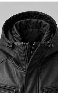 Chaqueta táctica de cuero para hombre con cuello vuelto - Product Image 4
