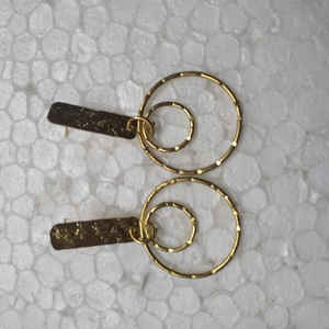 Pendientes de Gancho con Bisel Chapado en Oro y Latón, con Tres Piedras Preciosas Colgantes, para Mujeres y Niñas, Joyería de Moda, Regalos - Product Image 4