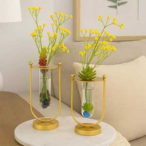 Vase à fleurs en métal doré, style nordique, pour plantes hydroponiques, centre de table de luxe pour mariage, décoration de table moderne pour la maison, artisanat - Product Image 6