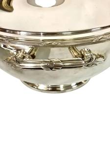 Réchaud à Casserole Vintage en Argent Poli avec Couvercle et Poignées - Product Image 3