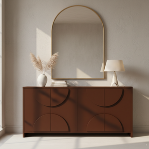 ตู้ข้างไม้ทรงครึ่งวงกลมทันสมัย ตู้ไม้ทรงครึ่งวงกลม 4 ประตู ตู้ไม้ทรงโค้ง ดีไซน์โค้งทันสมัยสำหรับจัดเก็บ - Product Image 4