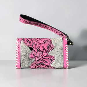 Cartera de Muñeca Portátil de Cuero Genuino Vintage con Estampados de Animales, Cierre Abierto y Flores, Tipo Clutch para Uso Diario - Product Image 5