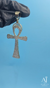 Ankh <b>Cross</b> Moissanite Pendant 925 Sterling Silver Rose Gold Plated Hip Hop Micro Insert Unisex <b>Charm</b> for Party Gift - Product Image 2