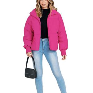 High Quality Custom OEM Printed Knitted Waterproof Breathable Reversible Quick Dry Nylon Puffer Jacket <b>Women</b> Logo Casual Winter - Product Image 4