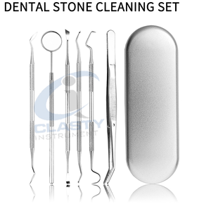 6 Stainless Steel Teeth <b>Scraper</b>/teeth <b>Cleaning</b> Tool and Oral Oral Tool Set Surgical Instruments with Case - Product Image 3