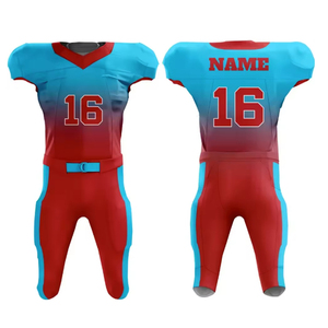 Ensemble d'uniformes de football américain personnalisés, noir et bleu, sublimé, numéro 16, maillot sans manches ajusté pour homme, toutes saisons, polyester - Product Image 4