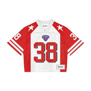 Maillot de football américain rétro pour homme grande taille, coupe courte, en maille, style boxy, avec logo personnalisé imprimé, couleurs personnalisables, OEM ODM - Product Image 2