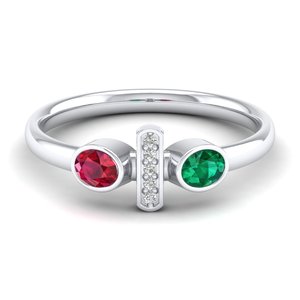 แหวนทองคำแท้ 14K REYES Luxury ประดับเพชรโมอิสซาไนต์ทรงรี 0.42 กะรัต พร้อมพลอยทับทิมและมรกต สำหรับผู้หญิง ได้รับการรับรองจาก GRA เครื่องประดับชั้นดี - Product Image 5