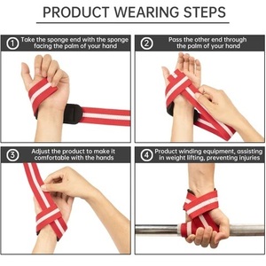 OEM Custom Made Double Stripe Weightlifting Wrist Wrap Cotton <b>Webbing</b> Elastic <b>Strap</b> Adjustable High Stretch Strength Training - Product Image 2