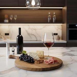 Planche de service ronde en noyer de qualité supérieure, faite à la main, en bois dur, pour la cuisine, le fromage, la pizza, le pain, avec poignée, pour hôtels, restaurants, cadeaux - Product Image 3