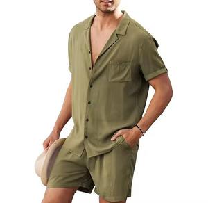 Ensemble été chemise et short deux pièces pour adolescent, chemise homme à manches courtes - Product Image 1
