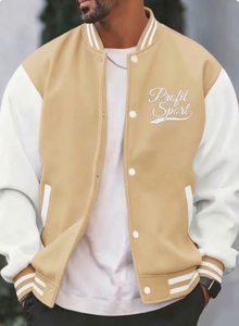 PROFIT SPORTS Veste unisexe beige et blanche à col en V, réversible, coupe-vent, respirante, en laine/cuir, décontractée, pour l'hiver - Product Image 4