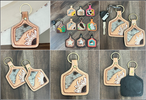 New Manufacturer Tooled <b>Leather</b> Cowhide <b>Keychain</b> White Sunflower Western Key Fob Rustic Floral Car Key Holder Gift for Unisex - Product Image 3