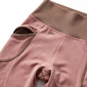 Amkoor High Waist Solid Knitted <b>Polyester</b> <b>Leggings</b> Pockets Stretch Breathable Quick Dry Eco-Friendly Full Length Sporty Women's - Product Image 6