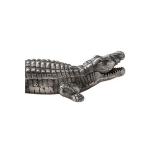 Figurine de crocodile en métal de haute qualité, sculpture animale, statue argentée pour la décoration de la maison, du bureau, du jardin, pour la table, pour offrir en cadeau - Product Image 4