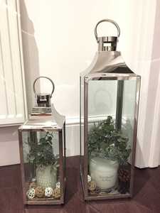 ตะเกียงโลหะทันสมัยพร้อมแผงกระจกและหูจับสำหรับตกแต่งบ้าน - Product Image 1