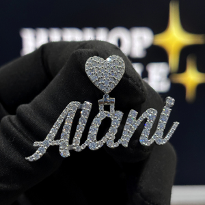 <b>Custom</b> Heart <b>Name</b> Pendant 925 Sterling Silver VVS Moissanite Iced Out Script <b>Necklace</b> White Gold OEM ODM Jewelry Unisex - Product Image 3