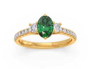 Anillo de compromiso para mujer con turmalina tallada, moissanita brillante, engaste pavé, chapado en rodio, estilo moderno, certificado IGI - Product Image 4