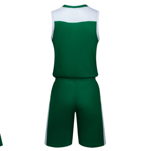 Unisex Green Basketball Jersey Set Sleeveless <b>V</b>-<b>Neck</b> Moisture Wicking Polyester Shorts Elastic Waist All Seasons - Product Image 2
