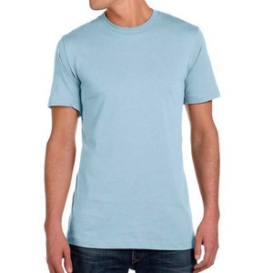 <b>Men's</b> Light <b>Blue</b> Short Sleeve O Neck <b>T</b>-<b>Shirt</b> Regular Fit Casual Style 100% Cotton Jersey Knitted Blank Solid Color - Product Image 1