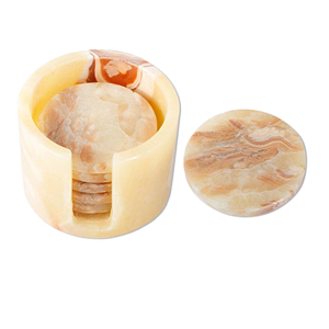 New Hot Sale Modern <b>Marble</b> Onyx Coaster Set with Big Slab Antique Finish Premium Quality Kitchen Table Decor - Product Image 4