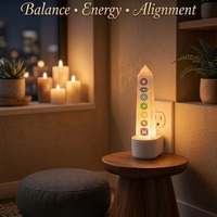 Lámpara de noche de selenita y ágata, siete chakras, sanación Reiki, corrección Vastu, para el hogar, eliminación de energía negativa, amor para la curación