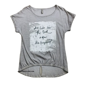 Camiseta de estilo informal Fency de manga corta de algodón fresco para adolescentes teñido y logotipo de lavado ácido de rhienstina impreso digital - Product Image 1