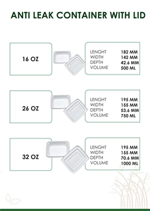 Contenant alimentaire jetable écologique en canne à sucre de 16 oz, 100 % biodégradable, avec couvercle anti-fuite, pour fêtes, exportation - Product Image 6