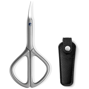 Ciseaux à ongles ergonomiques gris et étui de transport, lame droite en acier inoxydable durable, soin des ongles professionnel - Product Image 1